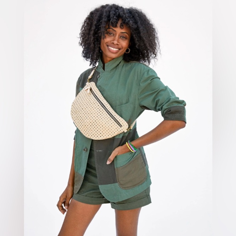 Clare V Grande Fanny Cream Rattan